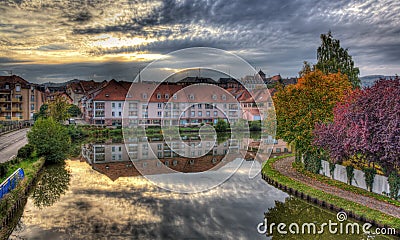 Marne - Rhine Canal in Saverne autumn evening Stock Photo