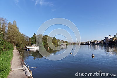 Marne river bank in ÃŽle de France Stock Photo