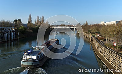 Marne river in Paris suburb Stock Photo