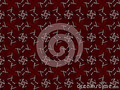 Maroon ajrak block print abstract geometric block pattern for textile design background wall paper tile decor with brown Stock Photo