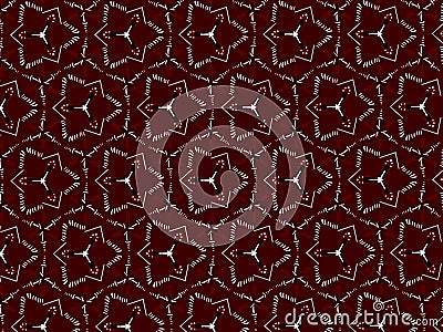 Maroon ajrak block print abstract geometric block pattern for textile design background wall paper tile decor with brown Stock Photo
