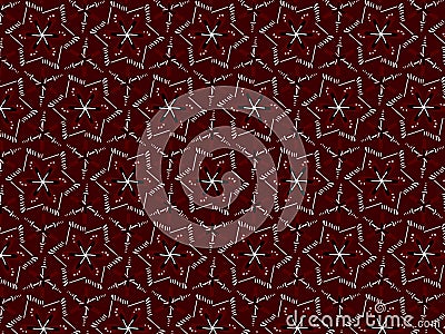 Maroon ajrak block print abstract geometric block pattern for textile design background wall paper tile decor with brown Stock Photo