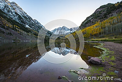 Maroon Bells Sunrise Aspen Colorado Stock Photo