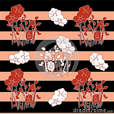 Maroon and Coral Flower Nuance Textile and Fabric Pattern Design Stock Photo