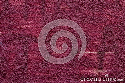 The maroon dilapidated cement wall texture. Dark pink stucco background. Abstract pattern of grunge red concrete wall. Vinous pain Stock Photo