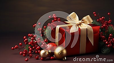 Maroon And Red Berry Hd Wallpapers With Present Box And Berries Stock Photo