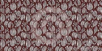 Maroon red country floral blockprint linen seamless border. Print of French cottage interior cotton effect flower fabric Stock Photo