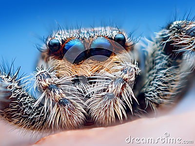 Marpissa muscosa jumping spider Stock Photo