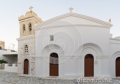 Marpissa's local church panoramic view at Paros island in Greece. Stock Photo