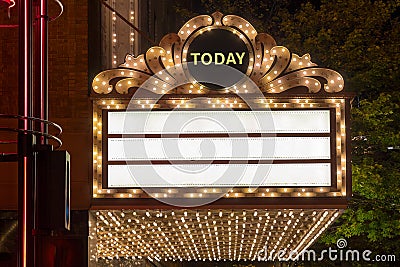 Marquee Lights at Broadway Theater Exterior Stock Photo