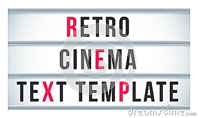 Marquee sign lightbox signage. Vector retro cinema or theater signboard billboard Vector Illustration