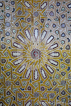 Marrakech, Morocco - Feb 21, 2023: Islamic designs at the Le Jardin Secret (The Secret Garden) Stock Photo