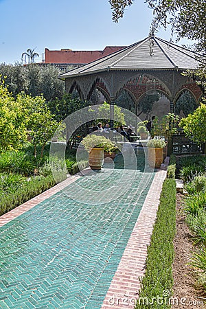 Marrakech, Morocco - Feb 21, 2023: Le Jardin Secret (The Secret Garden), in the old medina of Marrakech Stock Photo