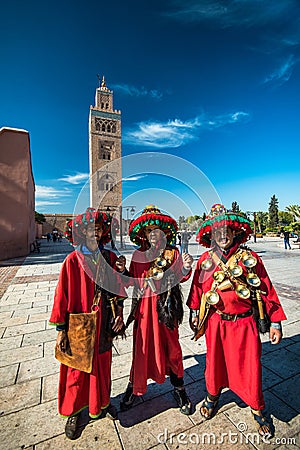 Group of north african men in traditional moroccan clothing Editorial Stock Photo