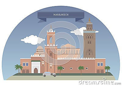 Marrakech, Morocco Vector Illustration