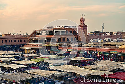 Marrakesh Jamaa el Fna square, Morocco, Africa Editorial Stock Photo