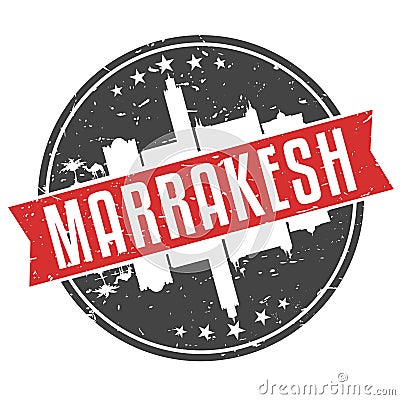 Marrakesh Morocco Round Travel Stamp Icon Skyline City Design. Seal Badge Illustration Vector. Vector Illustration