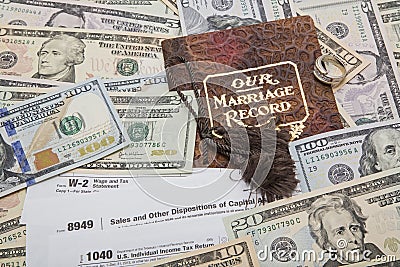 Marriage contract IRS income tax forms Editorial Stock Photo