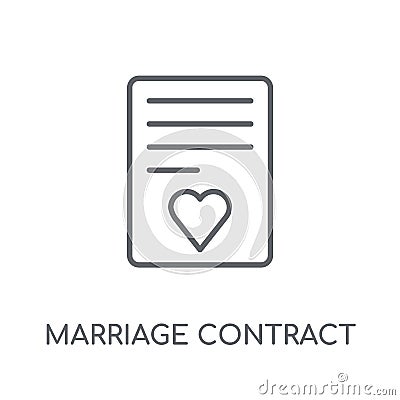 marriage contract linear icon. Modern outline marriage contract Vector Illustration