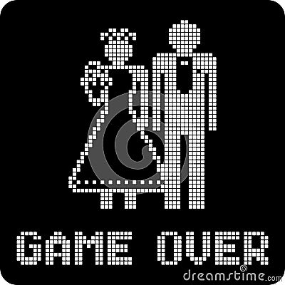 Marriage game over sign Vector Illustration