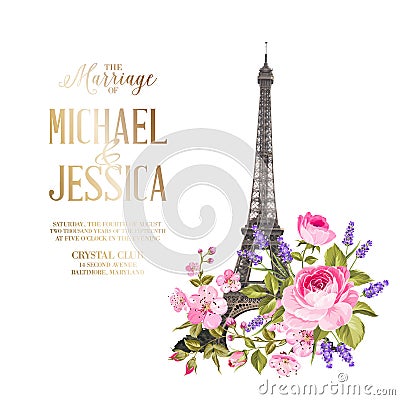 Marriage invitation card. Vector Illustration