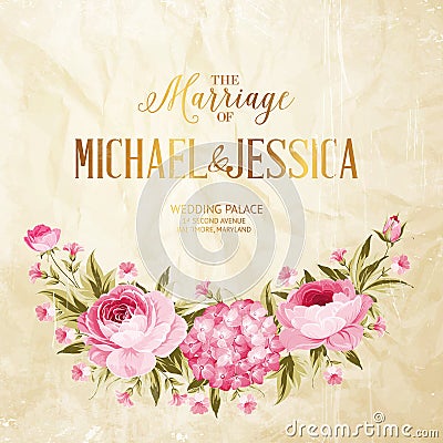 Marriage invitation card. Vector Illustration