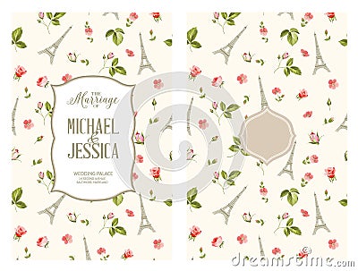 Marriage invitation card. Vector Illustration