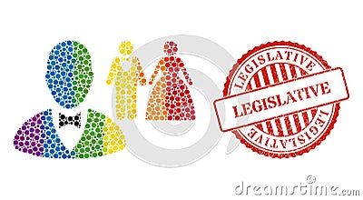 Distress Legislative Watermark and Spectrum Marriage Officiant Collage Icon of Spheres Vector Illustration