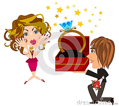 Marriage Proposal Vector Illustration