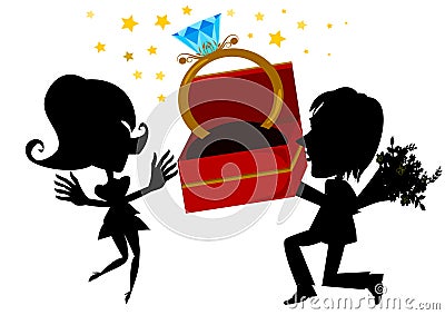 Marriage Proposal Vector Illustration