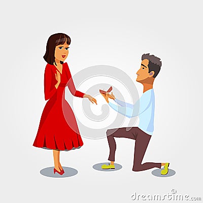 Marriage Proposal, Engagement Vector Illustration Vector Illustration