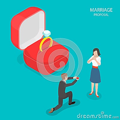 Marriage proposal flat isometric vector. Vector Illustration