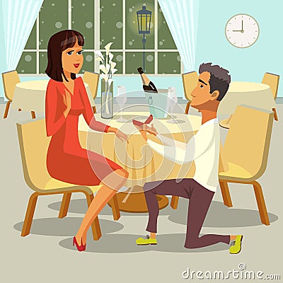 Marriage Proposal. Vector Flat Illustration. Vector Illustration