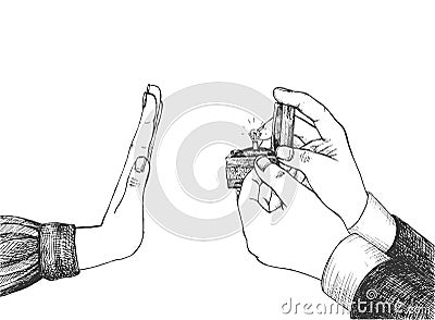 Marriage proposal refusal Vector Illustration
