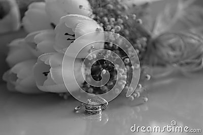 Marriage ring solitaire flower love serenity gallantry comfort tranquillity passion Stock Photo