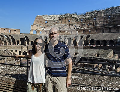 Married Couple inside the Colosseum Stock Photo