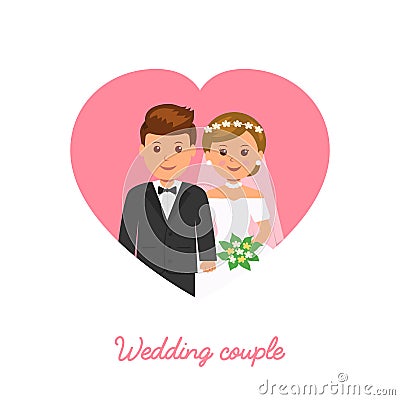 Married couple. Wedding icon. Marriage invitation. Vector Illustration