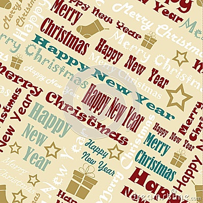 Marry Christmas and Happy New Year Pattern Vector Illustration