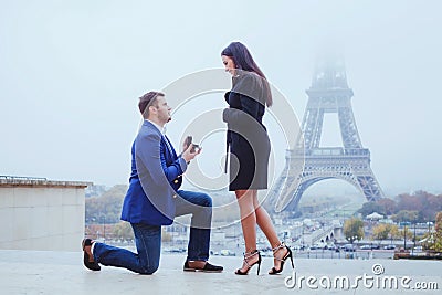 Marry me, proposal in Paris, engagement Stock Photo