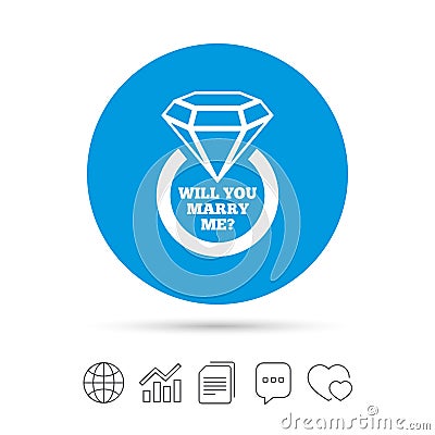 Marry me ring sign icon. Engagement symbol. Vector Illustration