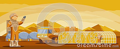 Mars Colonization Futuristic Template Vector Illustration