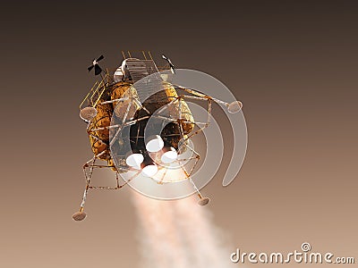 Mars Lander In The Atmosphere Of The Red Planet Stock Photo
