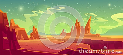 Mars landscape, alien planet, martian background Vector Illustration