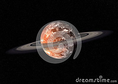 Mars planet with atmosphere and Saturn ring Stock Photo