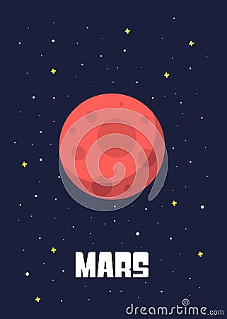 The Mars Planet design, Vector illustrations of the of the mars planets in cartoon style. space kids. Vector Illustration