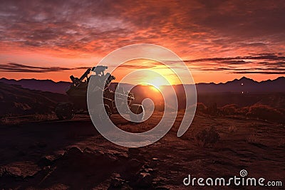mars rover capturing a martian sunset Stock Photo