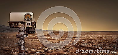 Mars Rover explores the red planet. Elements of this image furnished by NASA. Stock Photo