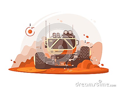 Mars rover for scientific research Cartoon Illustration