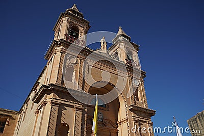 Marsaxlokk malta church of pictoresque fishermen village Stock Photo