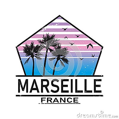 Marseille. City of France. Editable vector logo design. Vector Illustration